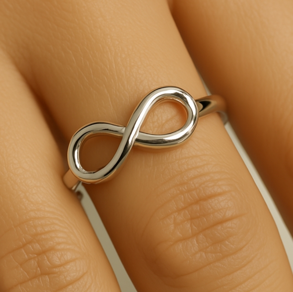 Elegant Silver tone Infinity Symbol Ring - Size 8 - Women's Fashion Jewelry